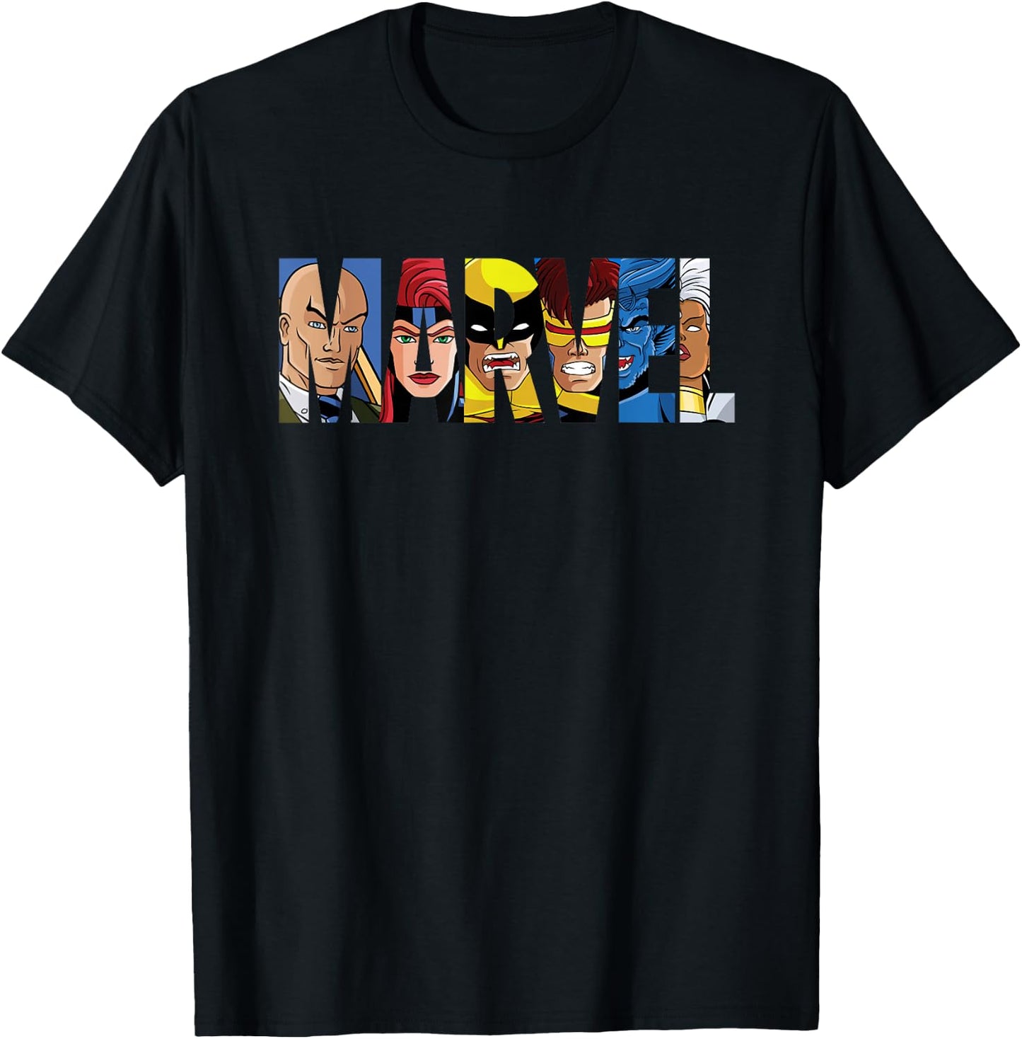 Marvel Logo with X-Men Inside T-Shirt - T-Shirt | Black