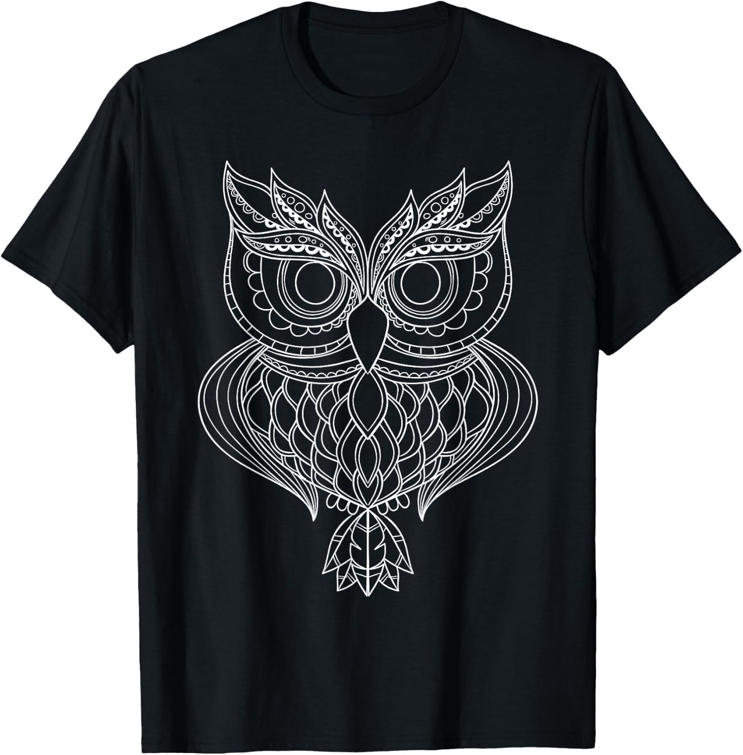 Cute Owl Art Shirt | Animal & Nature Lover Gift T-Shirt - T-Shirt | Black
