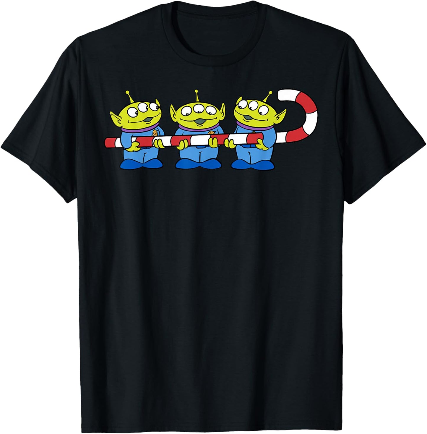 Disney Pixar Toy Story Aliens Candy Cane Christmas T-Shirt - T-Shirt | Black