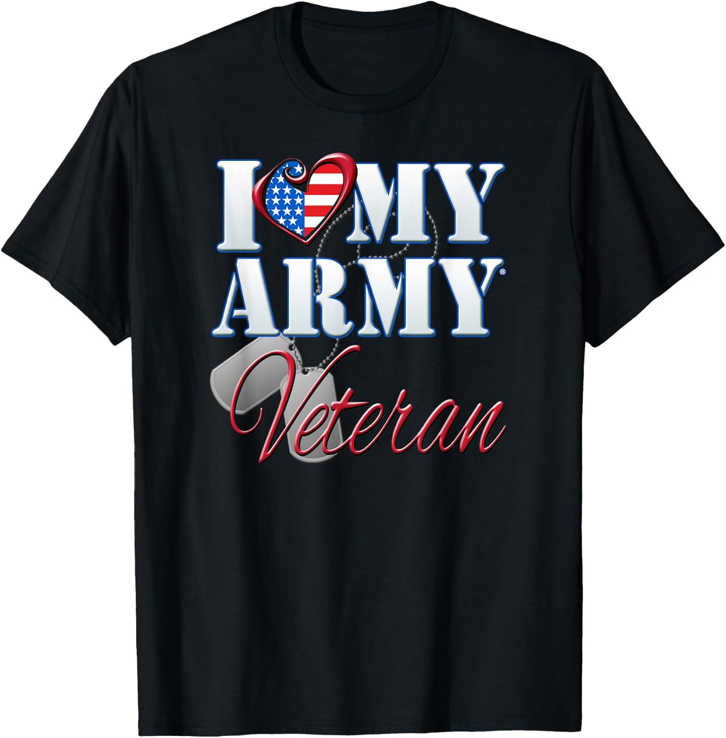 I Love My Army Veteran Shirt Patriotic Men Women T-Shirt - T-Shirt | Black