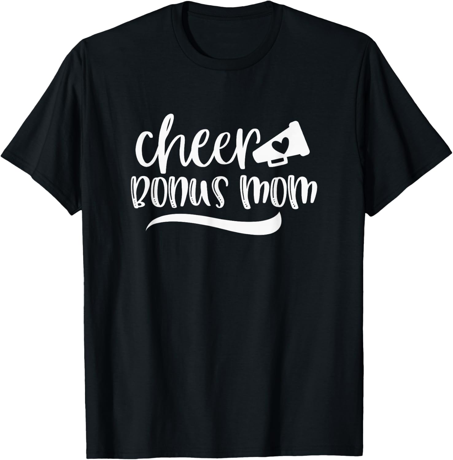 Cheer BONUS MOM, Megaphone with Heart Accent T-Shirt - T-Shirt | Black