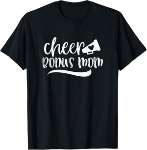 Cheer BONUS MOM, Megaphone with Heart Accent T-Shirt - T-Shirt | Black