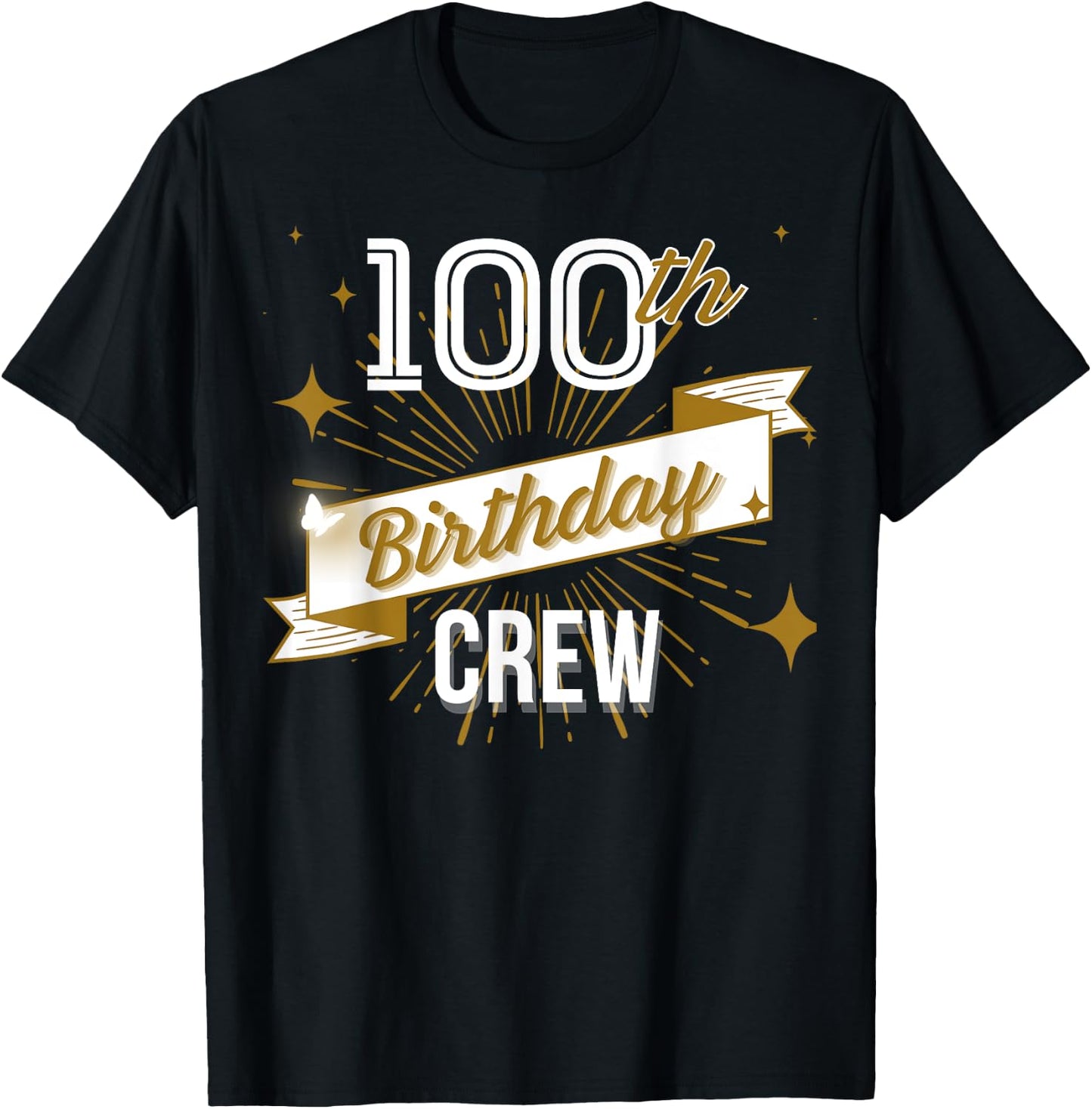 100th Birthday Crew 100 Years Old Attend Bday Party Vintage T-Shirt - T-Shirt | Black