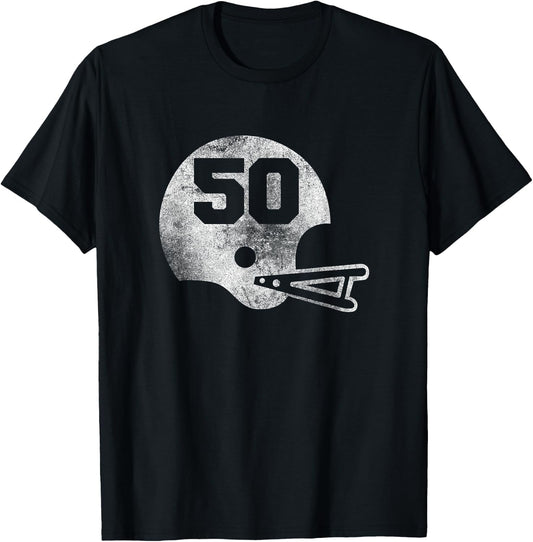 Vintage Football Jersey Number 50 Player Number T-Shirt - T-Shirt | Black
