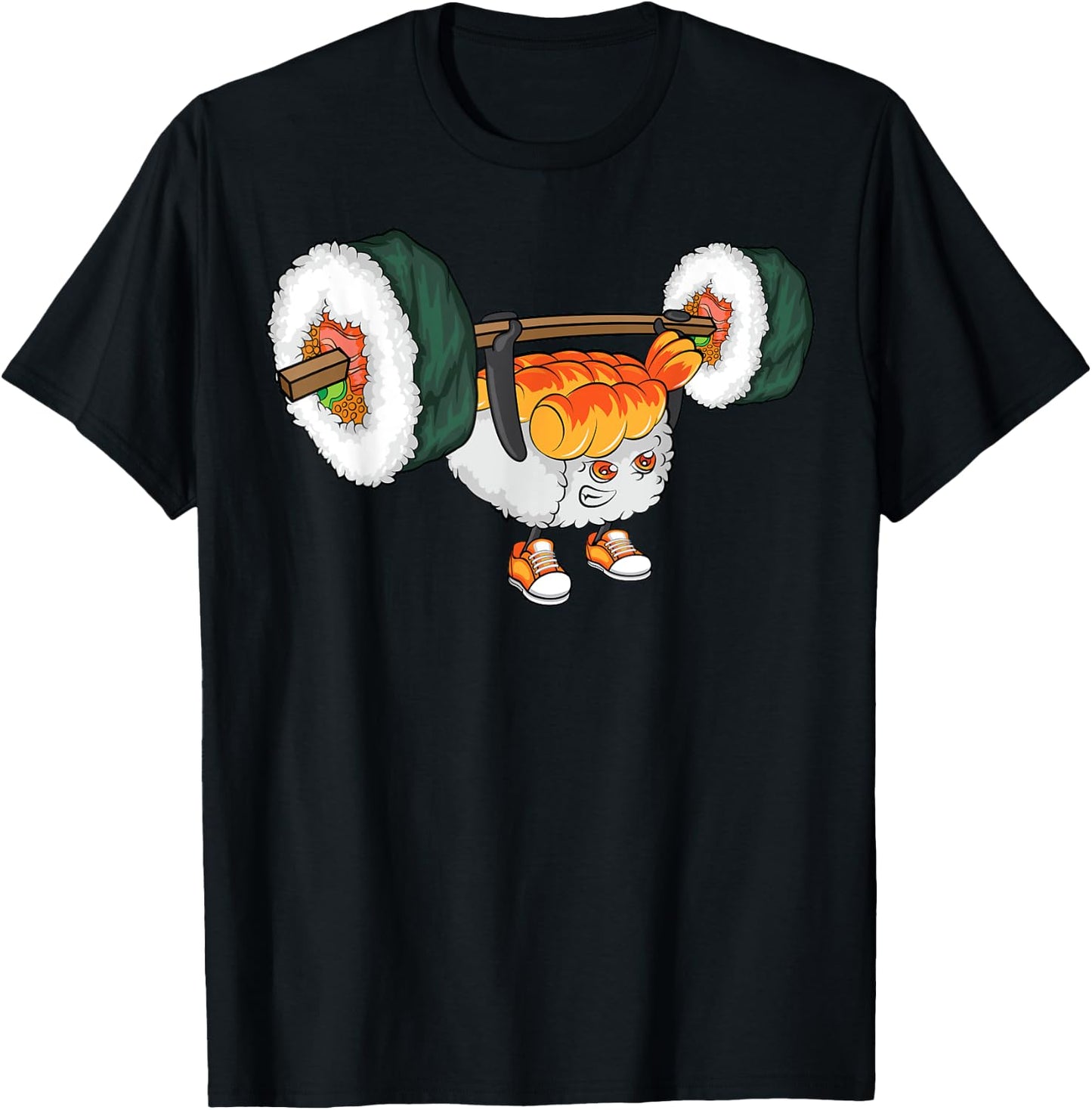 Funny Sushi Weight Lifting Shirt Japanese Food Gym Cute Gift T-Shirt - T-Shirt | Black