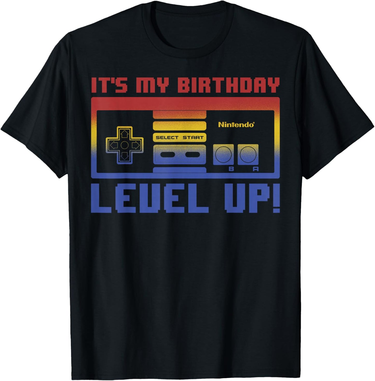 Nintendo It's My Birthday Level Up! SNES Controller T-Shirt - T-Shirt | Black