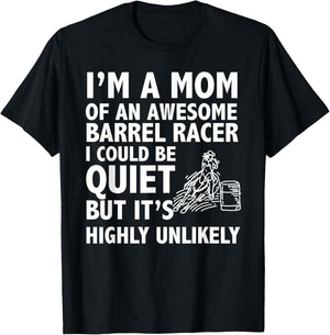 Barrel Racing Mom...Barrel Racing Shirt - Rodeo Horse Riding T-Shirt - T-Shirt | Black