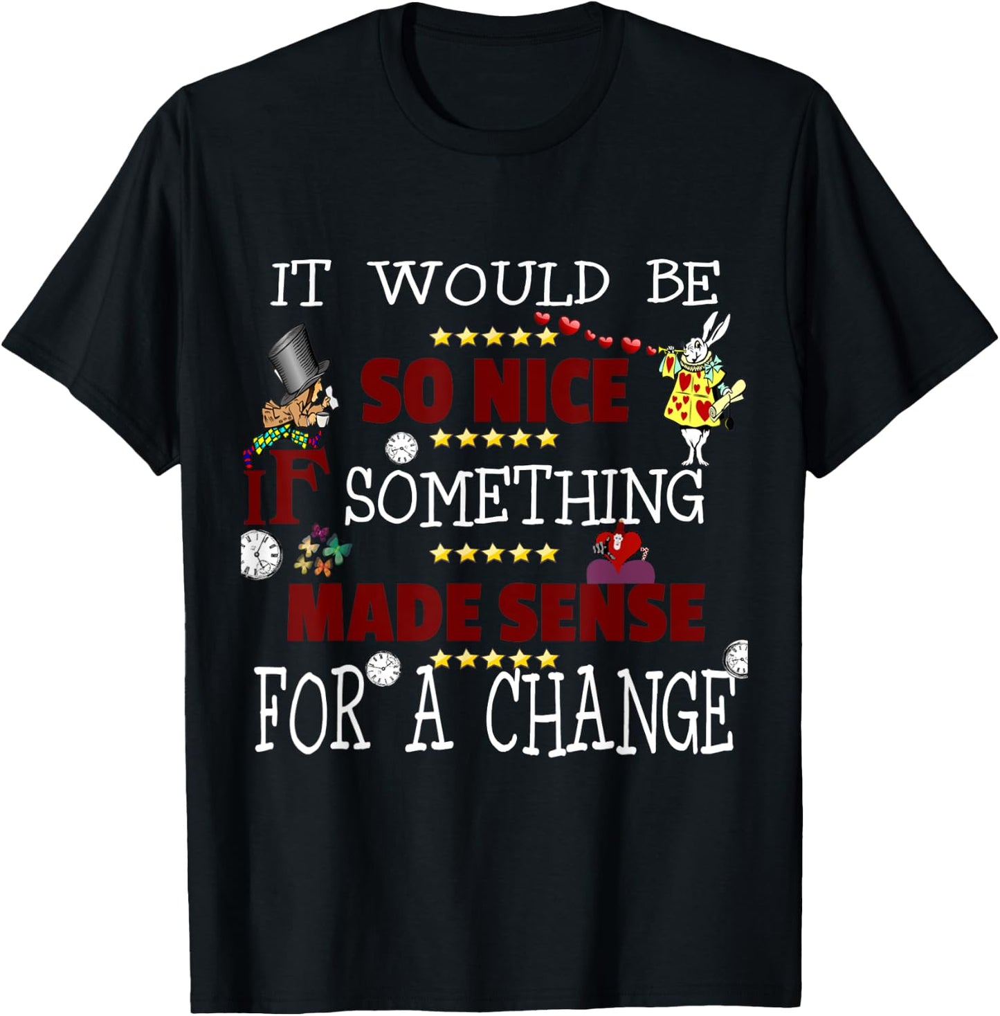 Alice in Wonderland Madhhater Shirt White Rabbit T T-Shirt - T-Shirt | Black