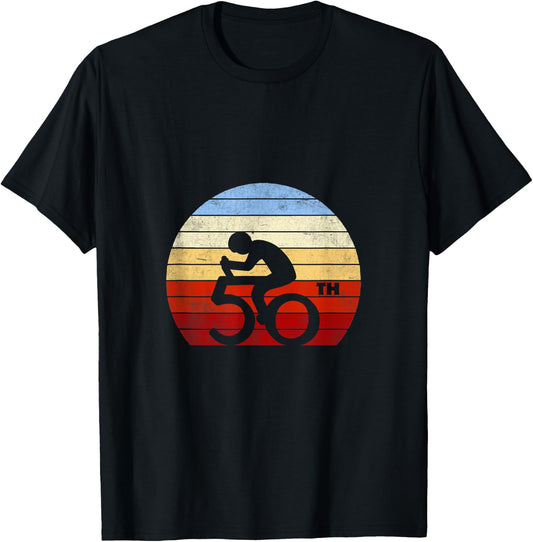 50th Birthday Mountain Bike Tour Cycling Lover Retro Vintage T-Shirt - T-Shirt | Black