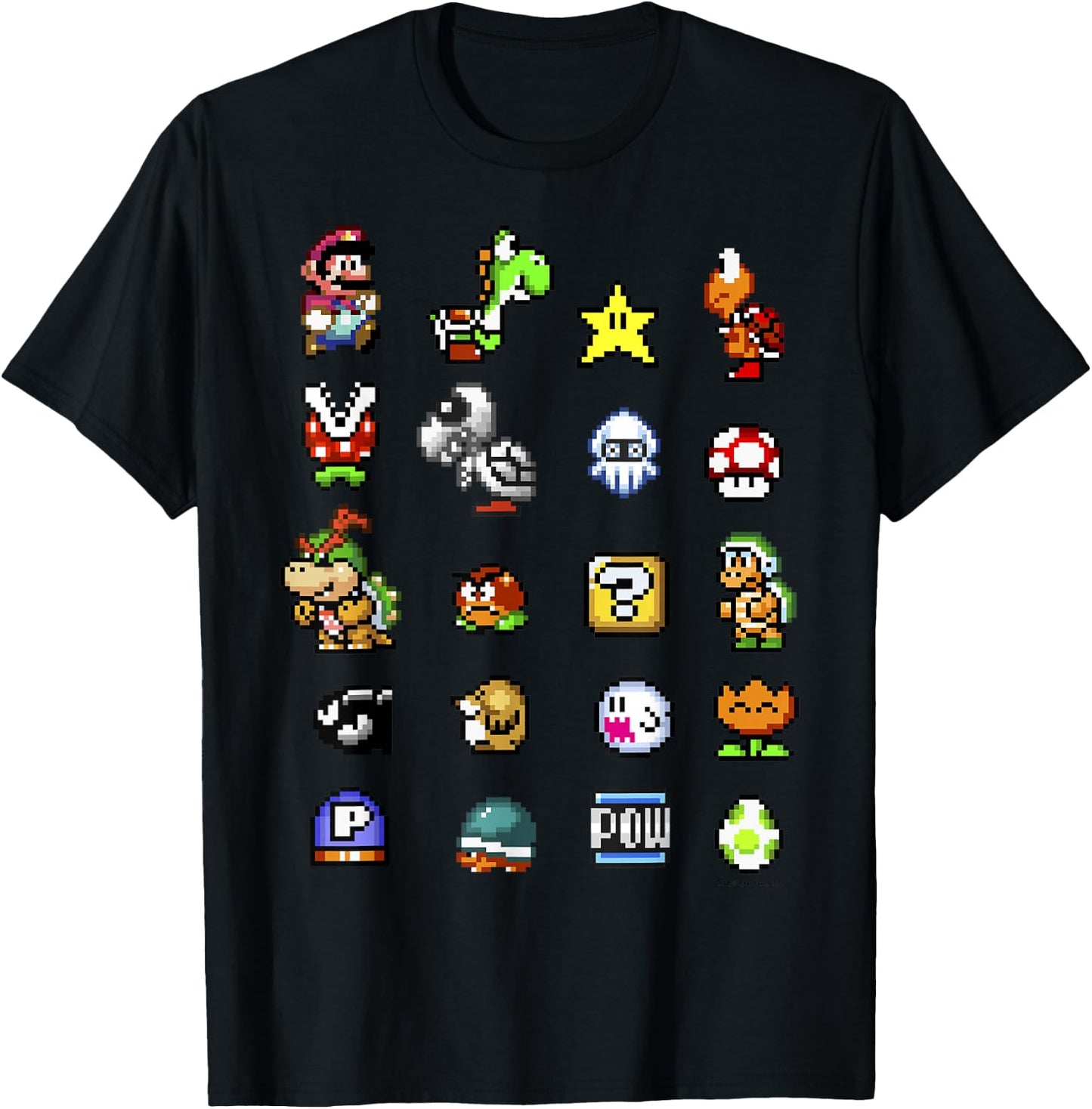 Nintendo Super Mario Friends & Enemies Sprites T-Shirt - T-Shirt | Black
