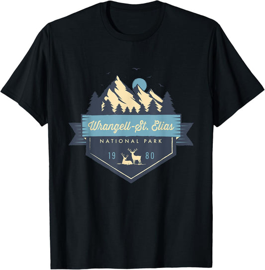Wrangell St. Elias National Park Cool Vintage Mountain T-Shirt - T-Shirt | Black
