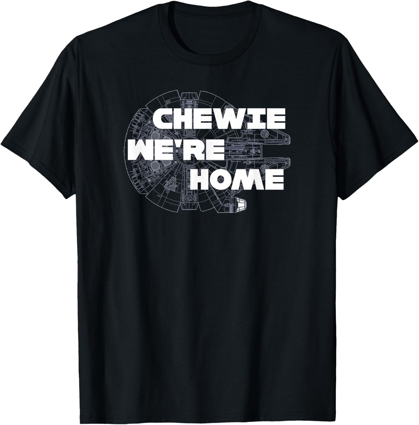 Star Wars Chewie We're Home Millennium Falcon T-Shirt - T-Shirt | Black