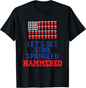 Let's Get Star Spangled Hammered Fourth of July Shirt T-Shirt - T-Shirt | Black