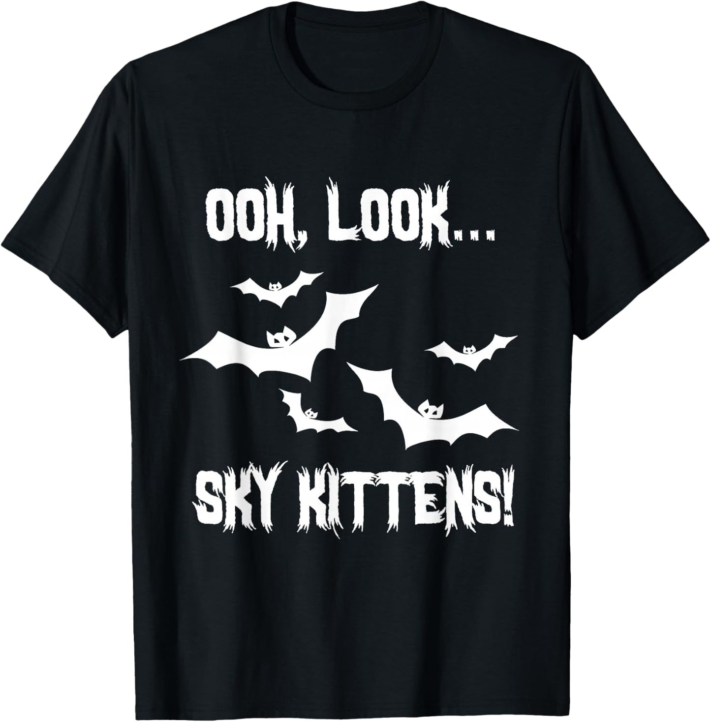 Bat Lover Sky Kittens Bats Lover Cute Funny T-Shirt - T-Shirt | Black