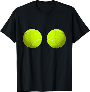 Tennis Ball Boobs Funny Sport Lovers Hilarious T-Shirt - T-Shirt | Black