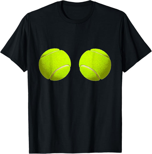Tennis Ball Boobs Funny Sport Lovers Hilarious T-Shirt - T-Shirt | Black