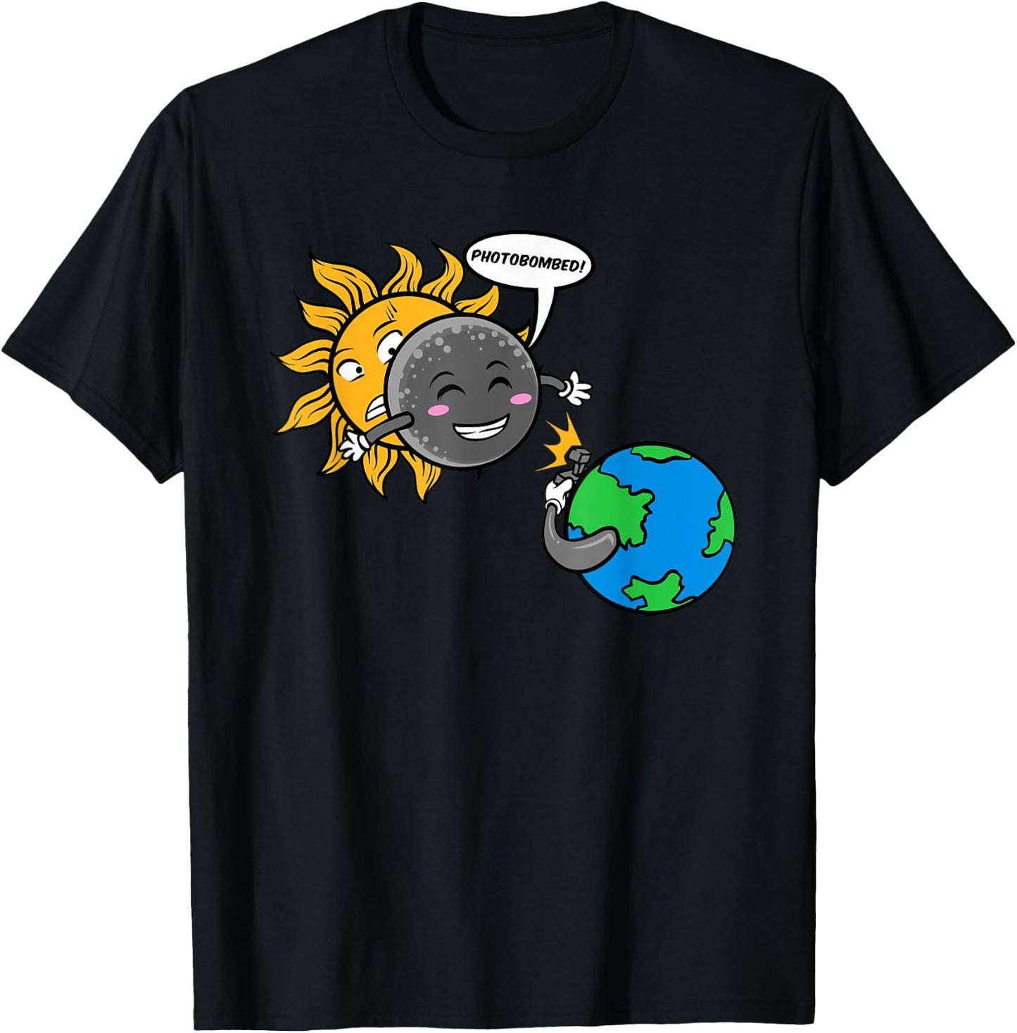 Photobomb! Adorable Cute Total Solar Eclipse 2024 T-Shirt - T-Shirt | Black
