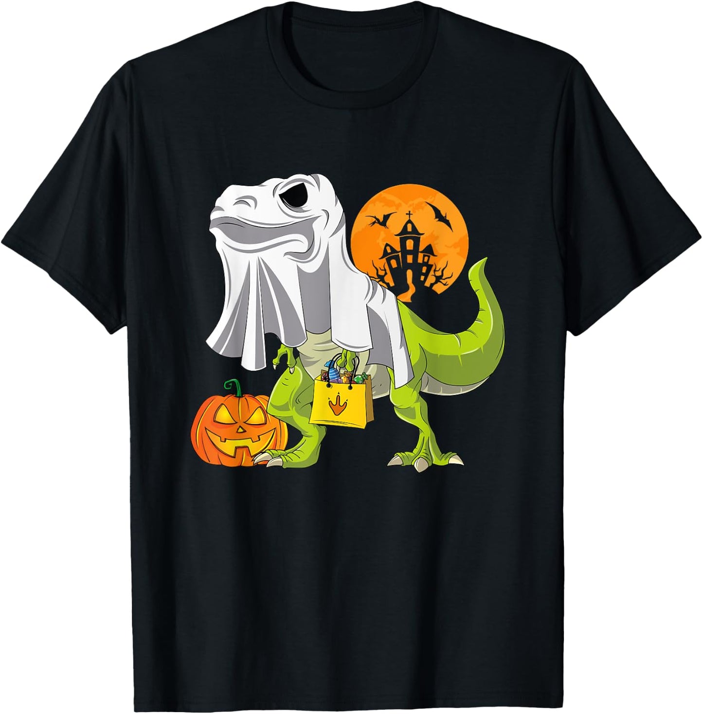 Ghost Dinosaur Funny T Rex Halloween Shirt For Boys Costume T-Shirt - T-Shirt | Black