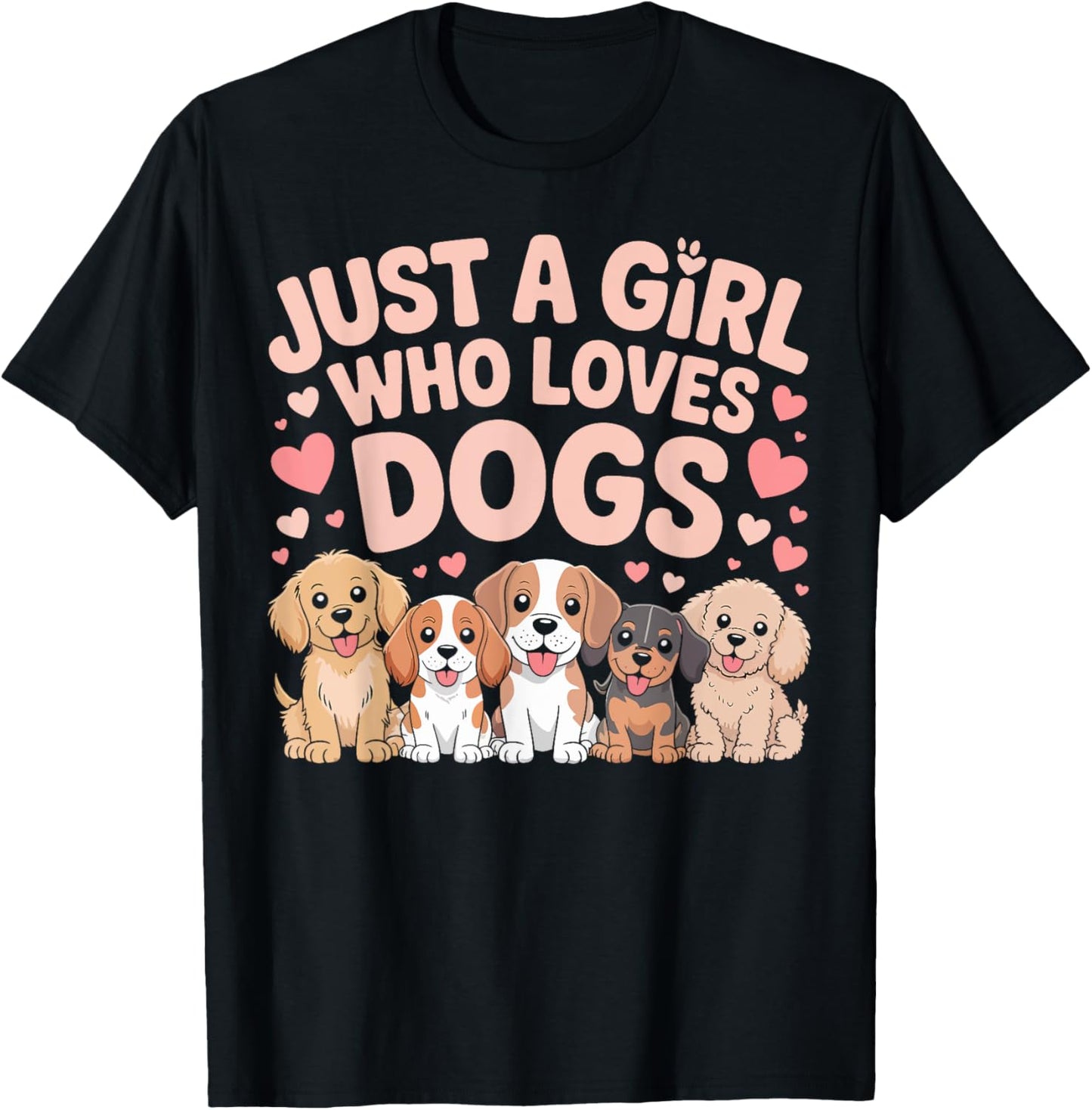 Just A Girl Who Loves Dogs Cute Puppy Lover Gifts for Kids T-Shirt - T-Shirt | Black