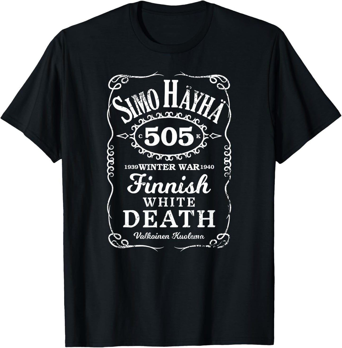 Simo Hayha Finnish Finland Suomi Sisu Vintage Whiskey Label T-Shirt - T-Shirt | Black