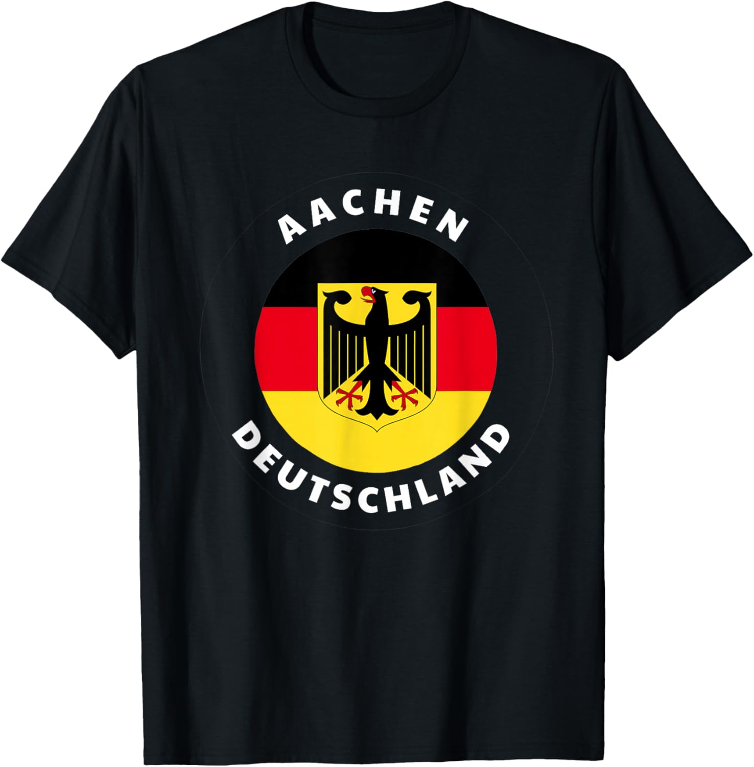 Aachen Germany DE German Heritage & Pride Flag Badge T-Shirt - T-Shirt | Black