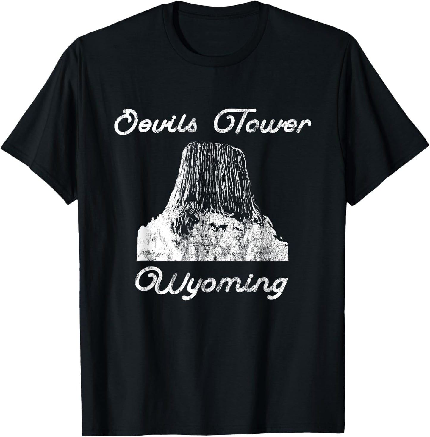 Devils Tower Wyoming National Monument Retro Vintage T-Shirt - T-Shirt | Black