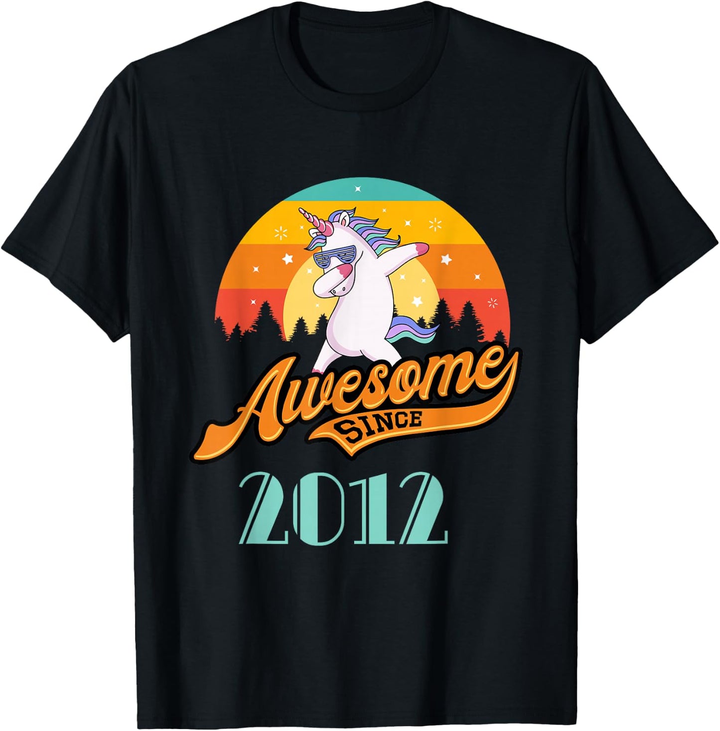 Awesome Since 2012 - Year of Birth & Birthday Gift T-Shirt - T-Shirt | Black