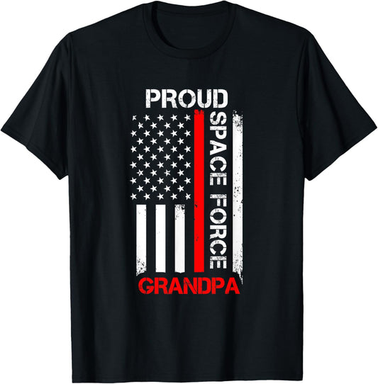 Proud Space Force Grandpa T-Shirt - T-Shirt | Black