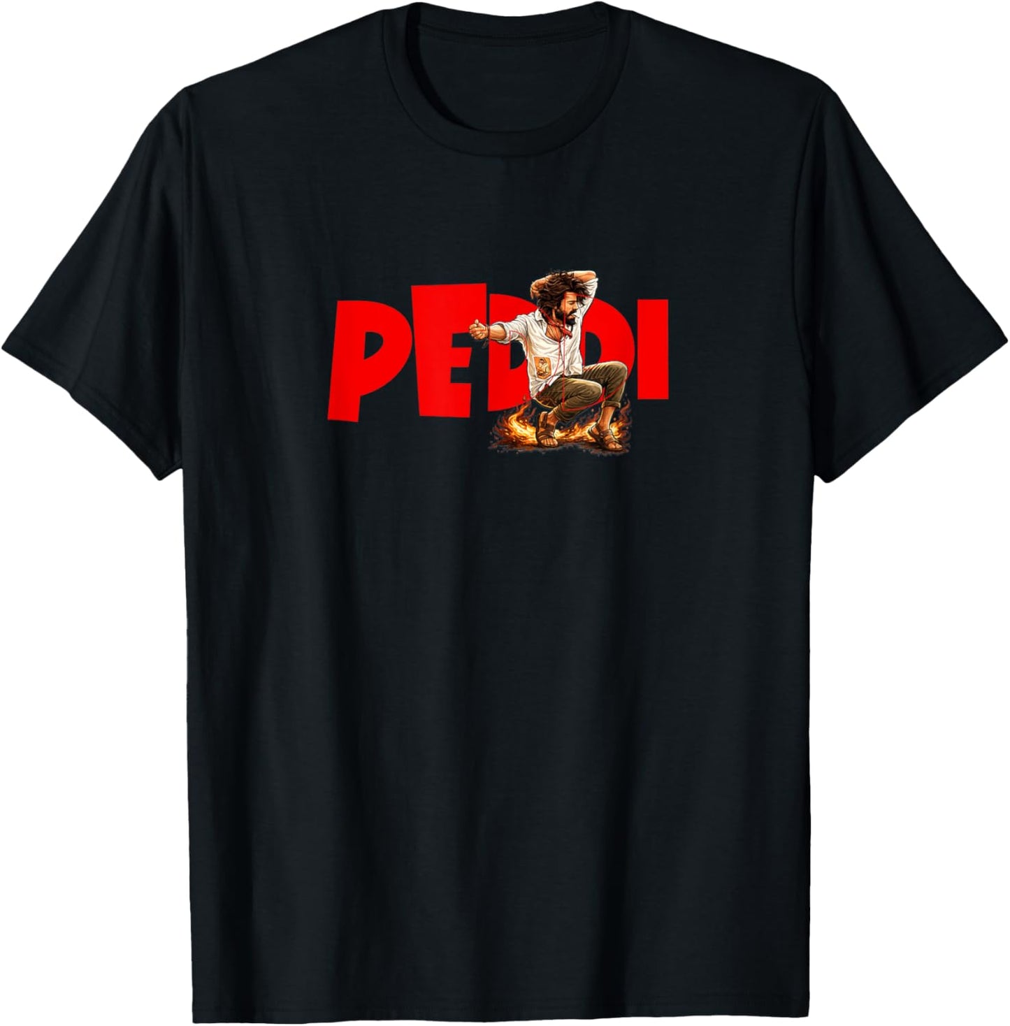 Peddi Tollywood Telugu Mass Action Hero T-Shirt - T-Shirt | Black