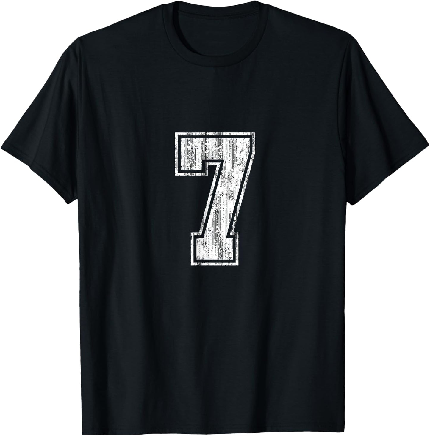 Number 7 Vintage Seven Sports Design T-Shirt - T-Shirt | Black