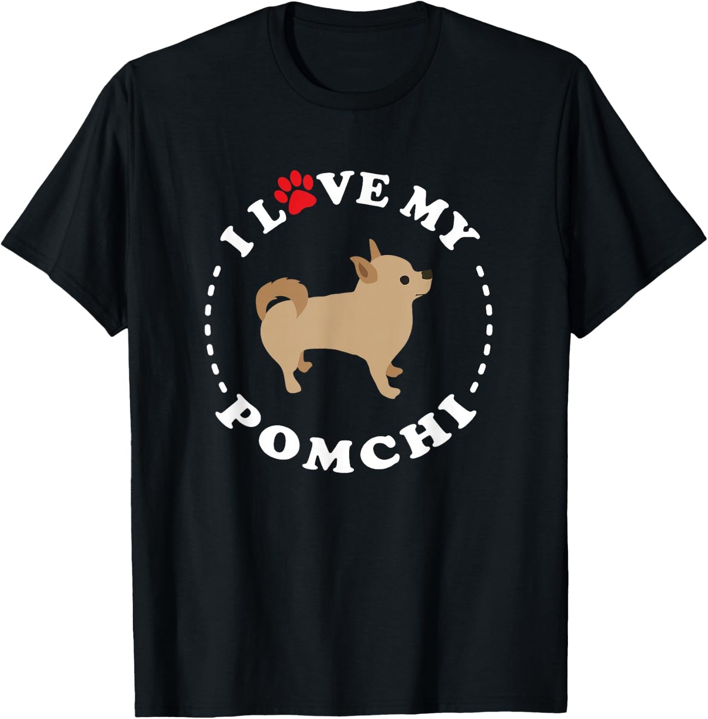 Pomeranian-Chihuahua Mix Breed Dog Happy Pomchi Dog Men Women Girls Kids T-Shirt - T-Shirt | Black