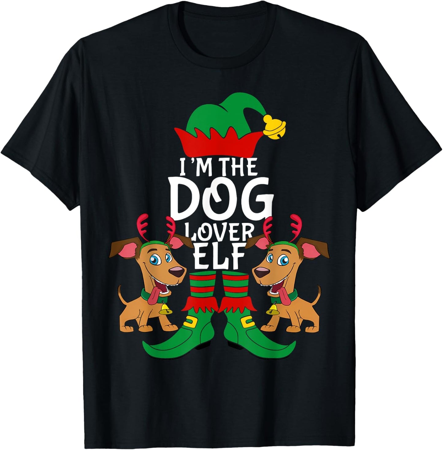 I'm The Dog Lover Elf Matching Christmas Pet Owner Xmas Gift Men Women Kids T-Shirt - T-Shirt | Black