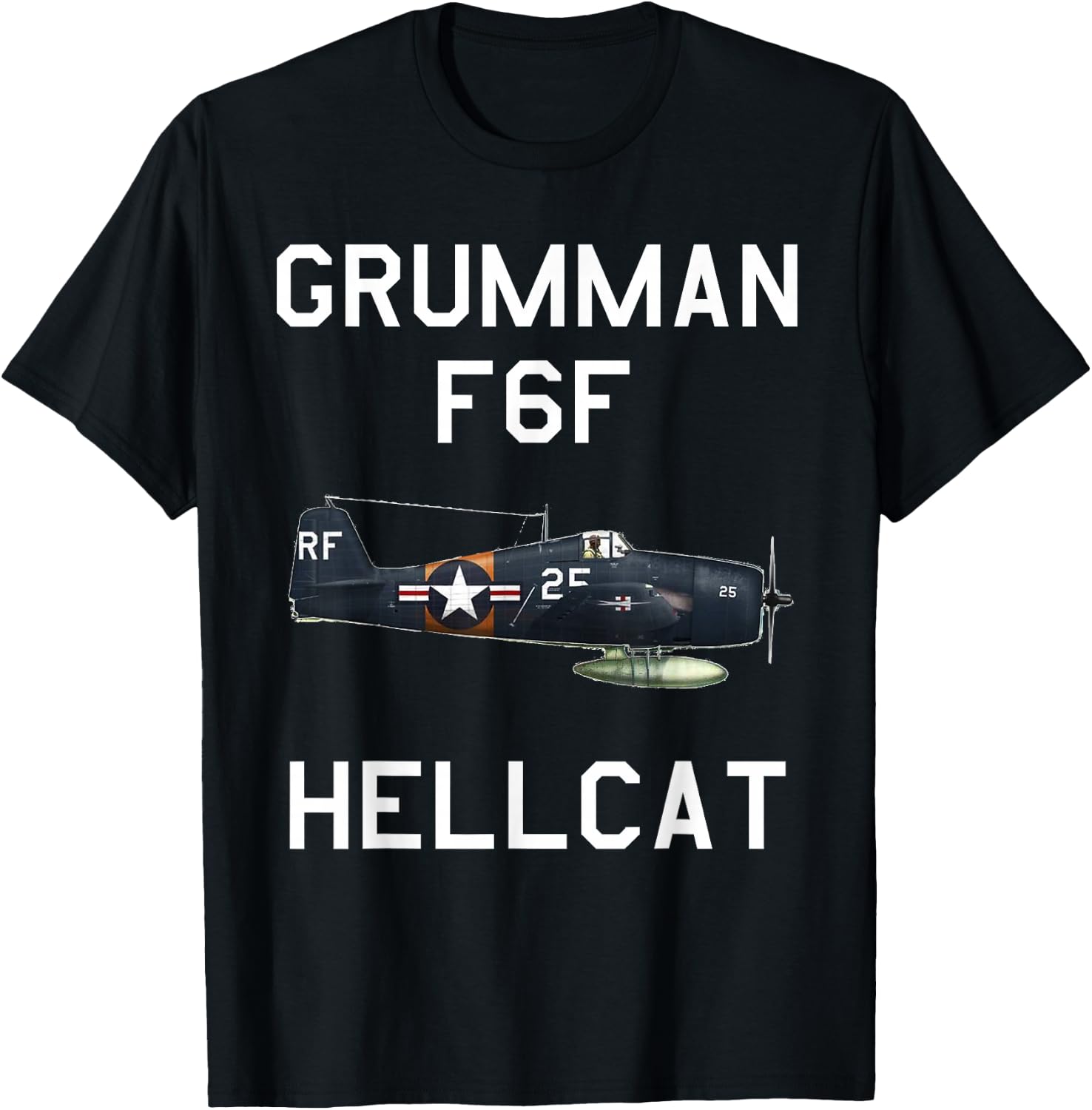 Grumman F6F Hellcat Military Navy Airplane T-Shirt - T-Shirt | Black