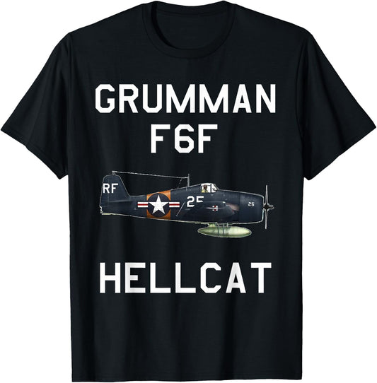 Grumman F6F Hellcat Military Navy Airplane T-Shirt - T-Shirt | Black