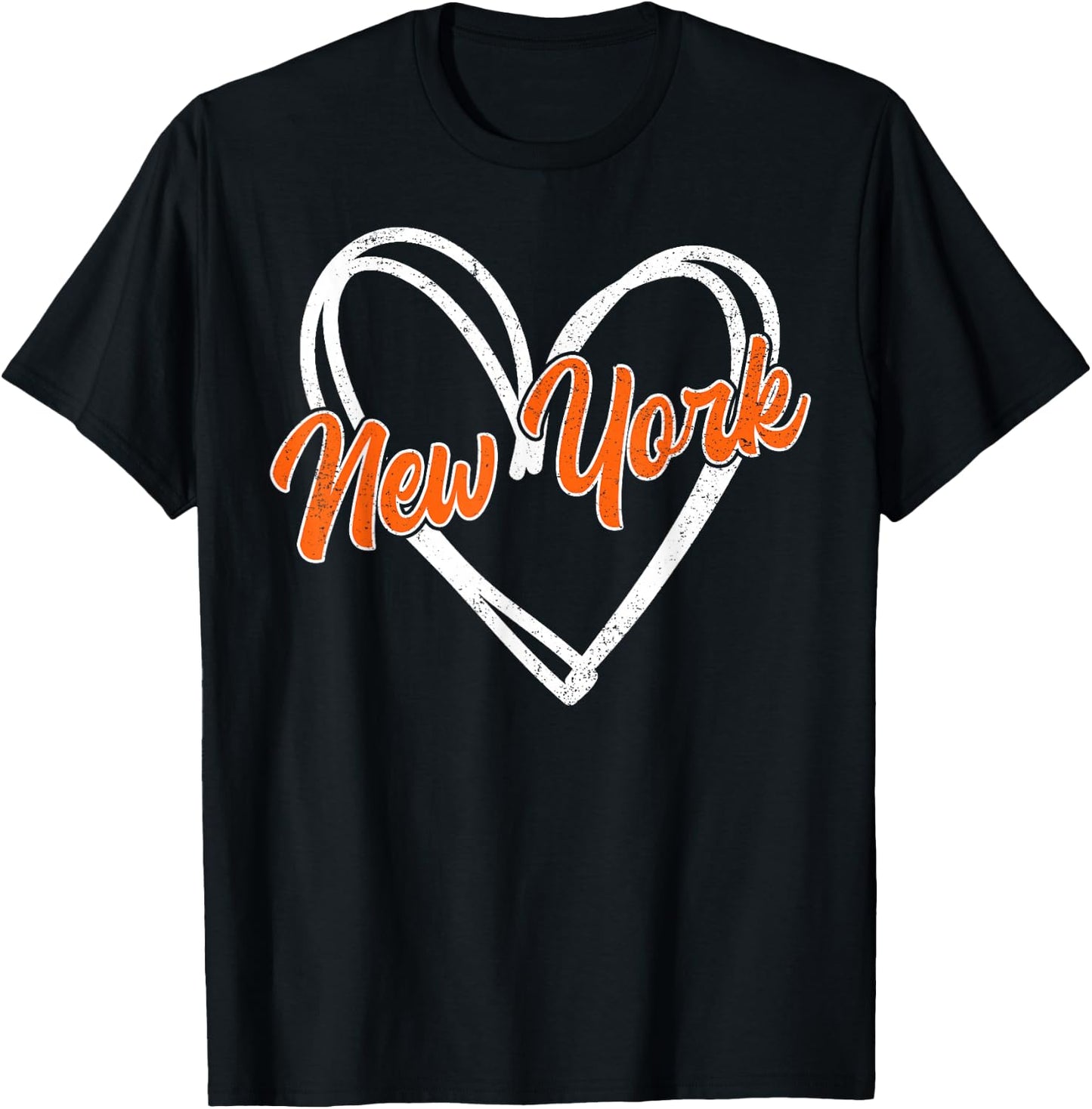 New York - Throwback Design Print - Classic Heart Vintage T-Shirt - T-Shirt | Black