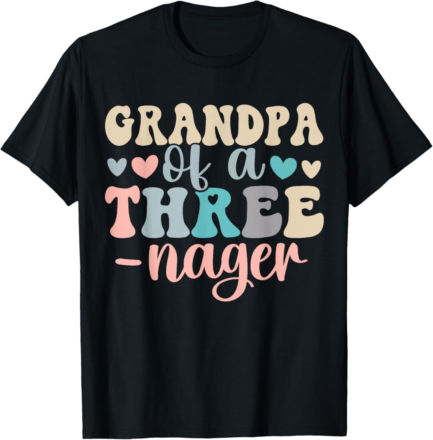 Grandpa of A Threenager 3rd Birthday Matching Family Boho T-Shirt - T-Shirt | Black