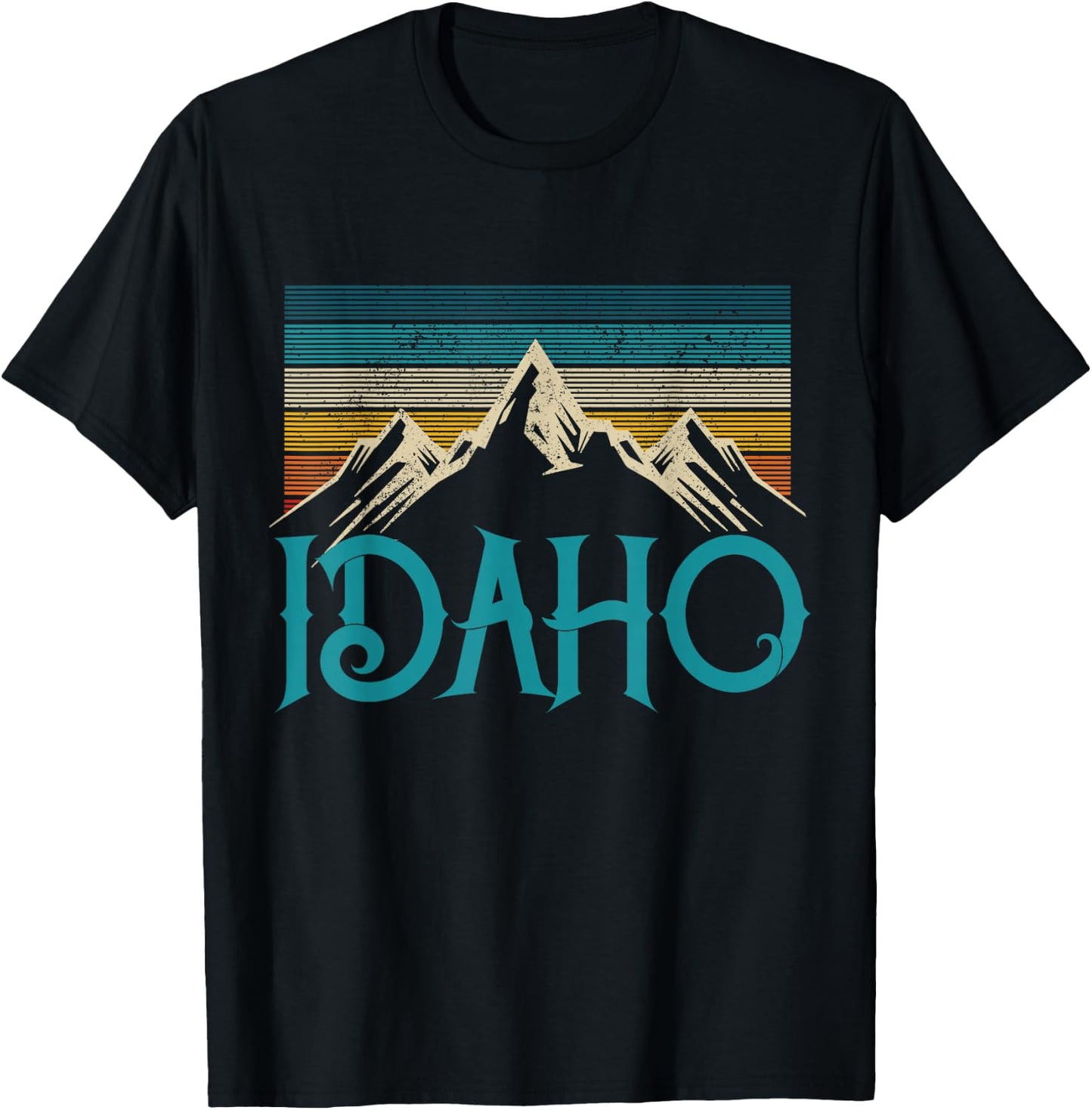 Idaho Vintage Mountains Nature Hiking Pride Souvenirs Gift T-Shirt - T-Shirt | Black