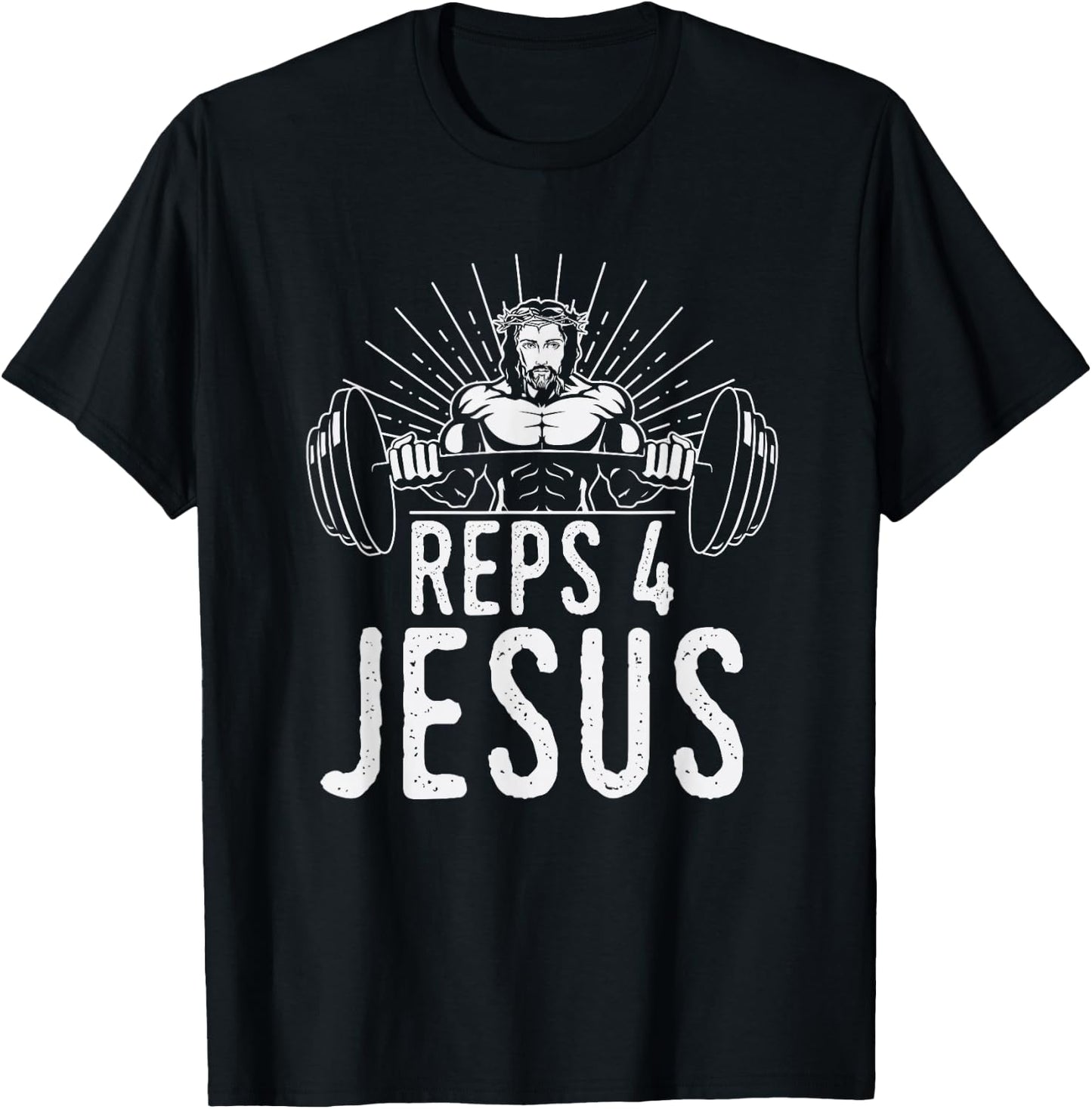 Funny Reps 4 Jesus Gym Weightlifting T-Shirt - T-Shirt | Black