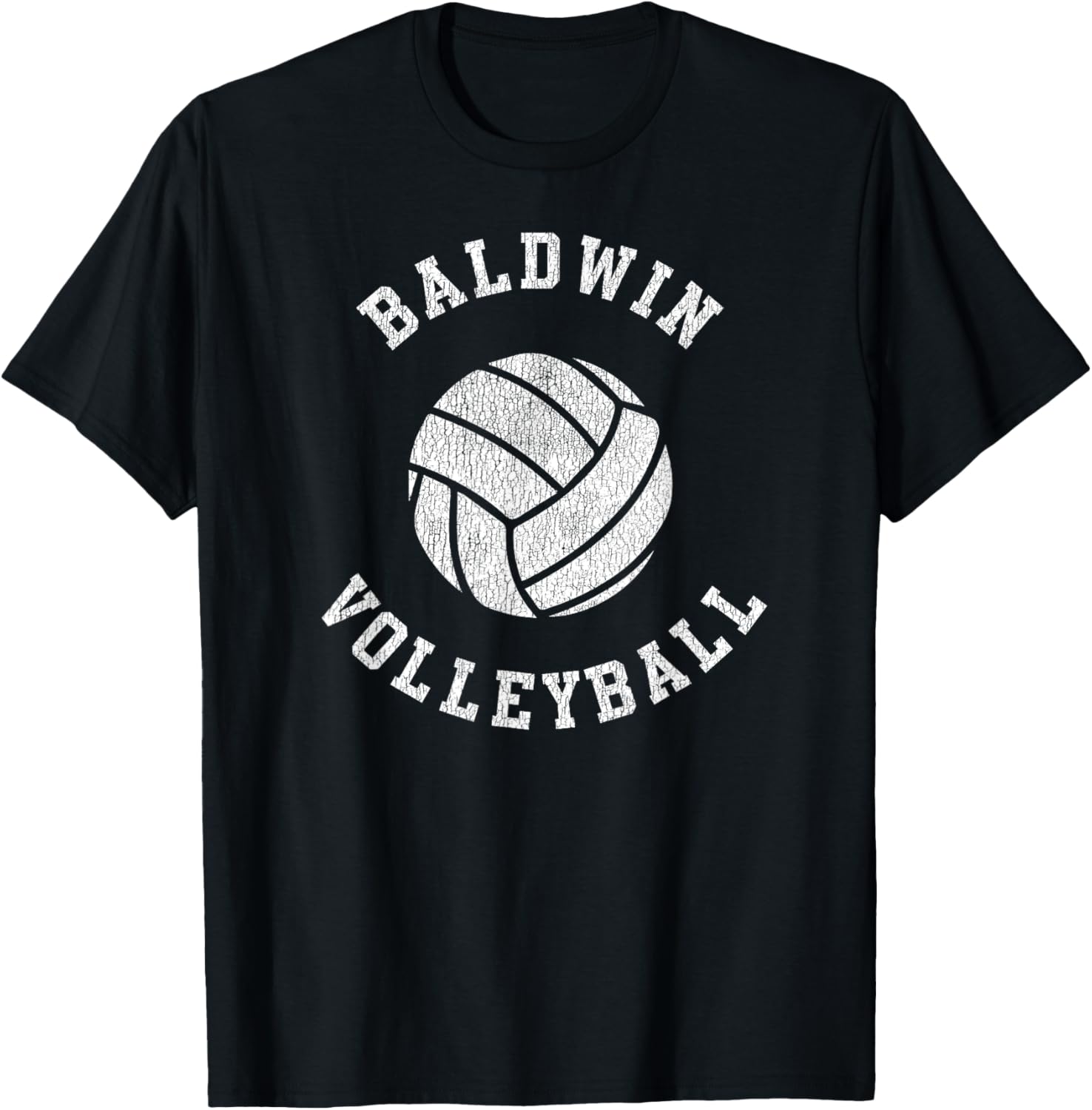 Baldwin Volleyball Retro Distressed Team VB Graphic T-Shirt - T-Shirt | Black