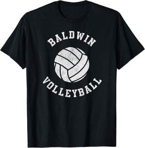 Baldwin Volleyball Retro Distressed Team VB Graphic T-Shirt - T-Shirt | Black