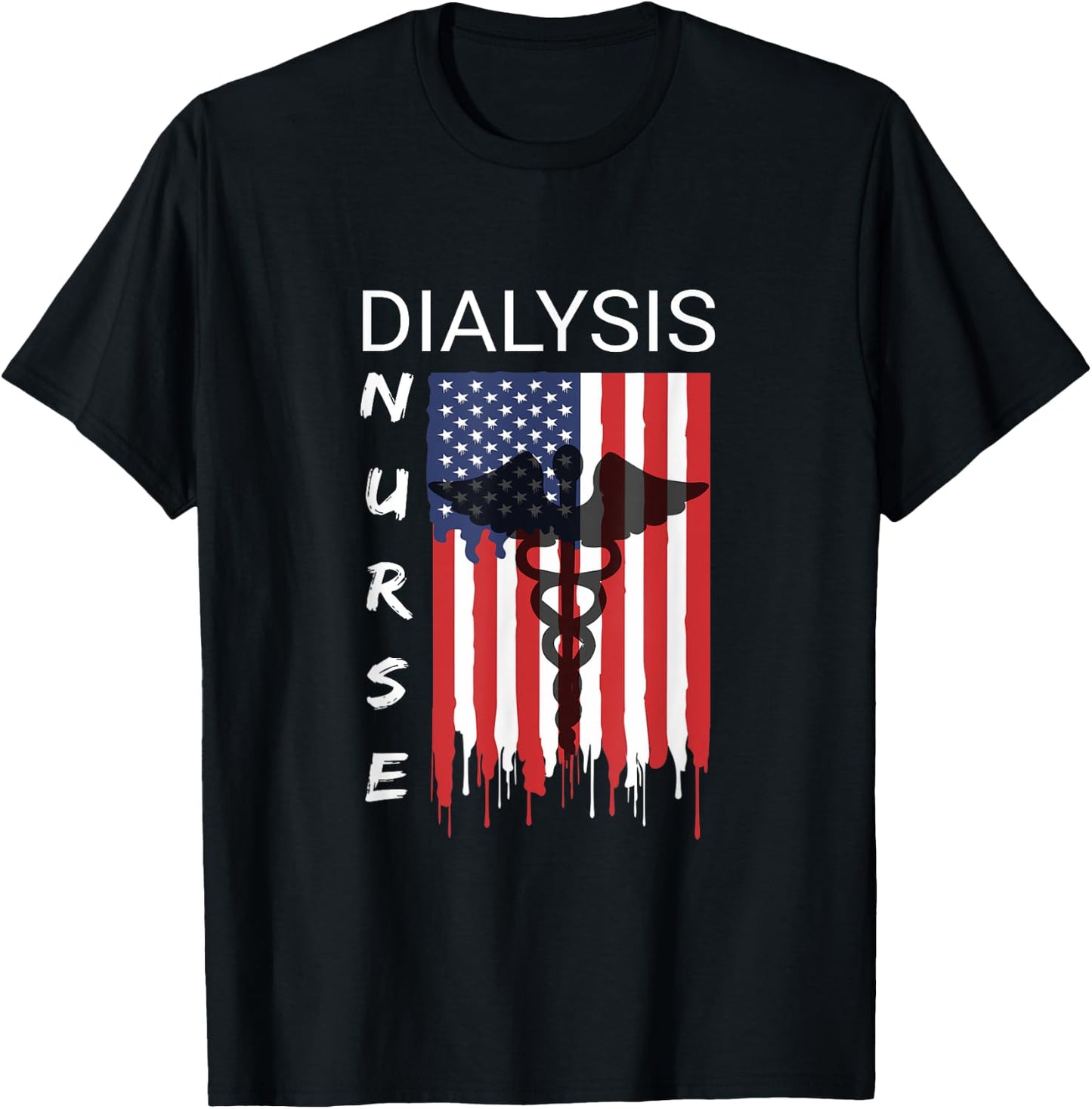 Dialysis Nursing US Flag Patriotic Nephrology Nurse Shirt Kids Men T-Shirt - T-Shirt | Black