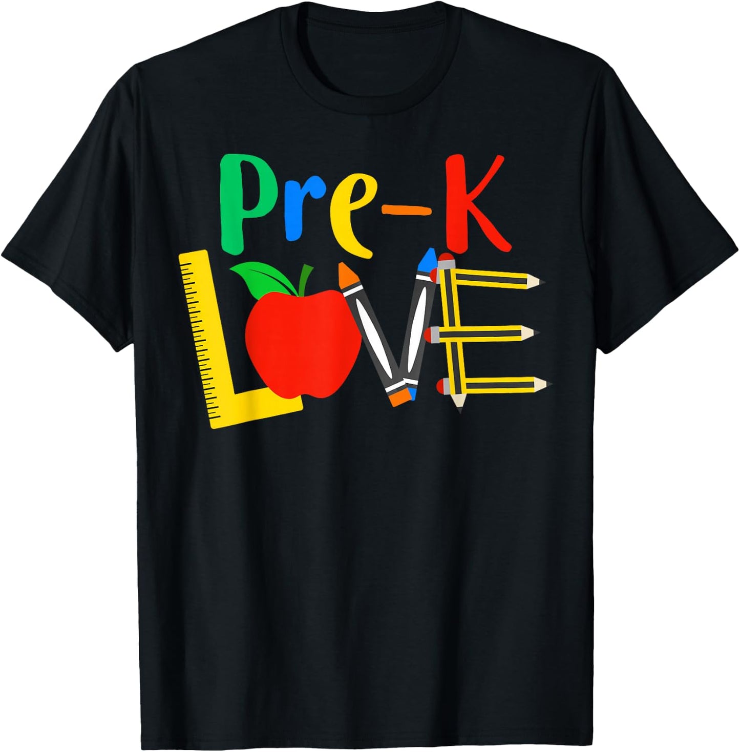 Pre-K Love, Teacher Student Classroom Gift Tools Design T-Shirt - T-Shirt | Black