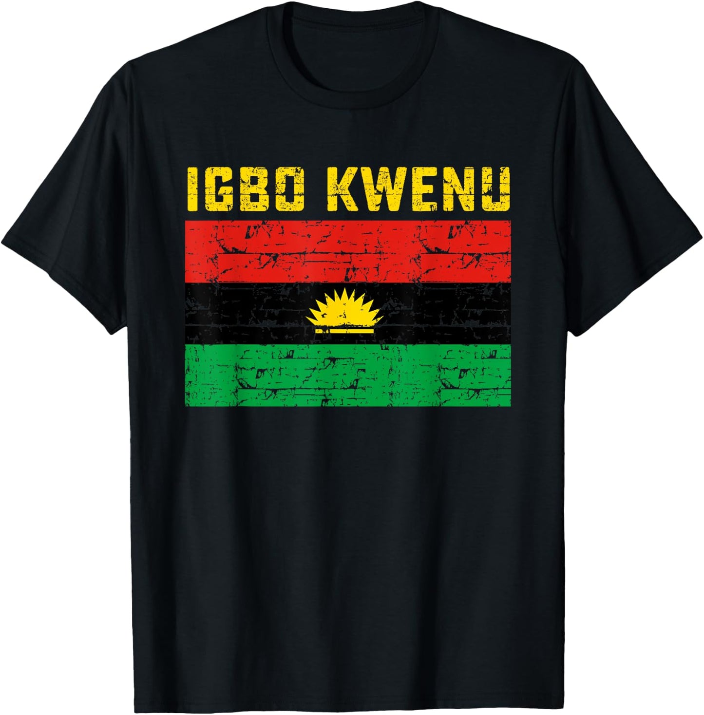 Igbo Kwenu Biafra Biafran Flag Design - Women's Adults Classic Fit Short Sleeve Small Black Polyester 100% Modern Flag T-Shirt - T-Shirt | Black