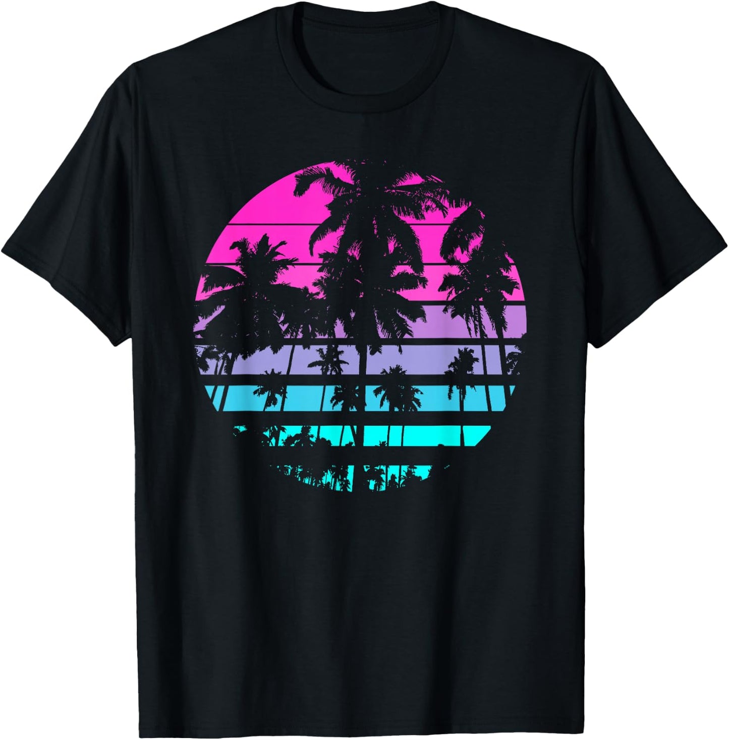 Retro Eighties 80s & 90s Beach Style Design with Palm Trees T-Shirt - T-Shirt | Black