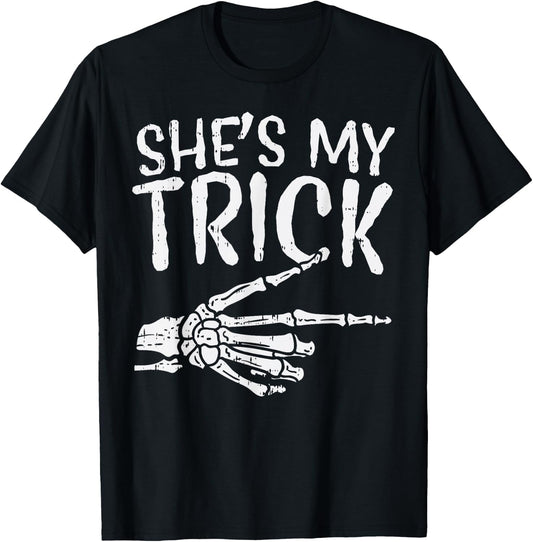 Shes My Trick Matching Couple Halloween Costume Boyfriend T-Shirt - T-Shirt | Black
