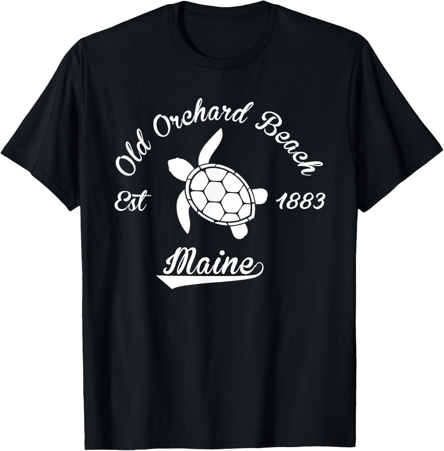 Nautical Old Orchard Beach Maine Sea Turtle T-Shirt - T-Shirt | Black