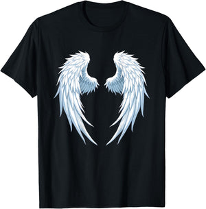 White Angel Wings Graphic On the Back T-Shirt - T-Shirt | Black