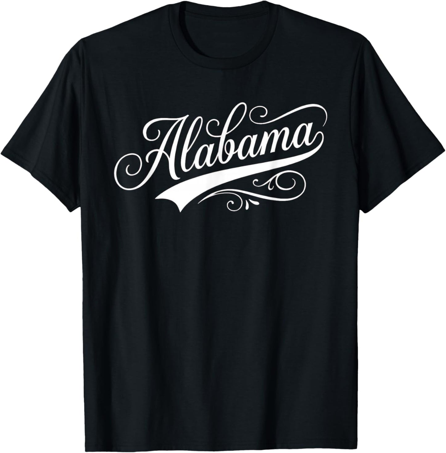 Vintage Alabama Script Swoosh Classic State Pride T-Shirt - T-Shirt | Black