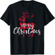 Black and Red Buffalo Plaid Rustic Deer Merry Christmas T-Shirt - T-Shirt | Black