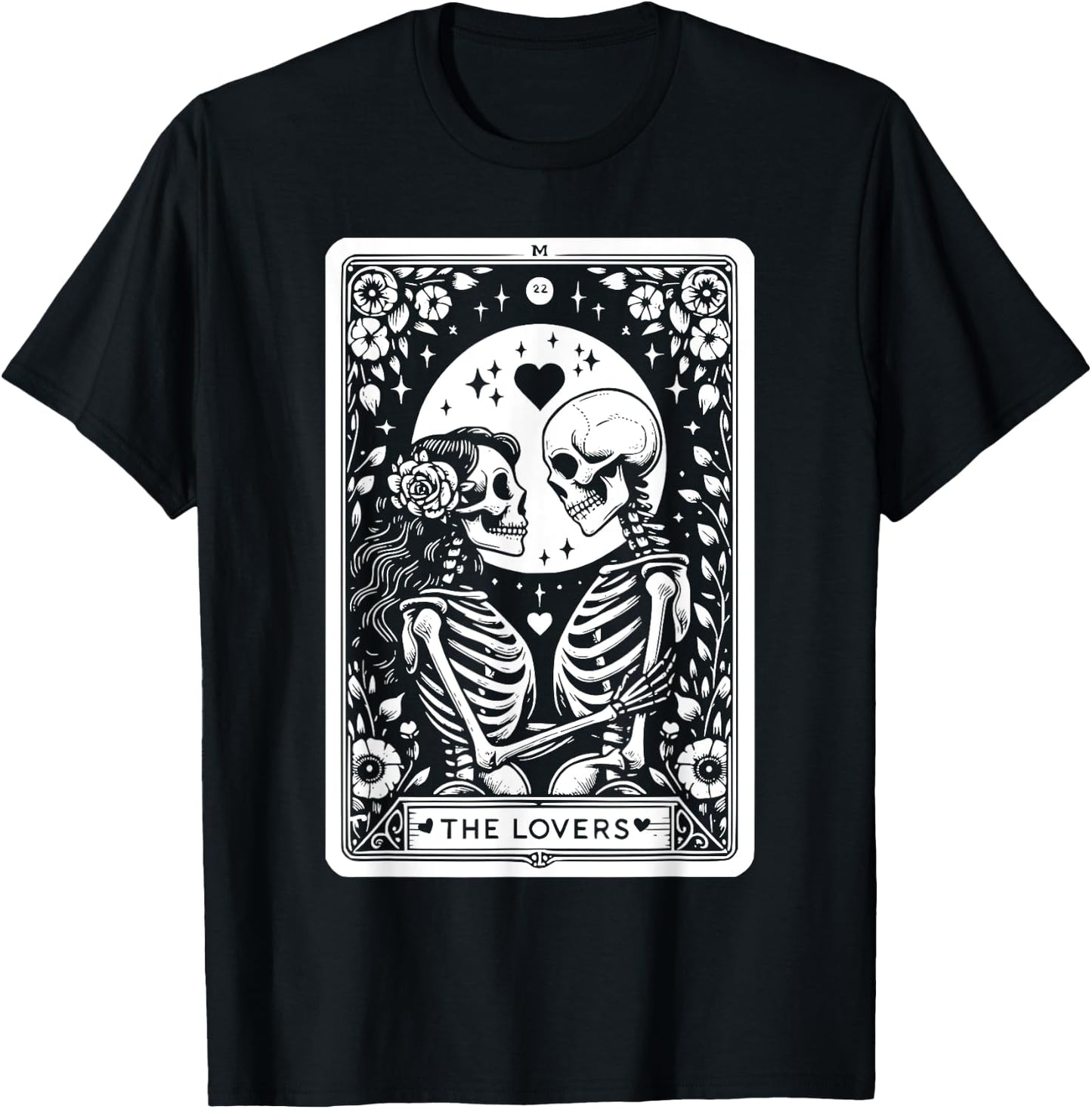 The Lovers Tarot Cards Skeleton Men Women Tarot Card T-Shirt - T-Shirt | Black